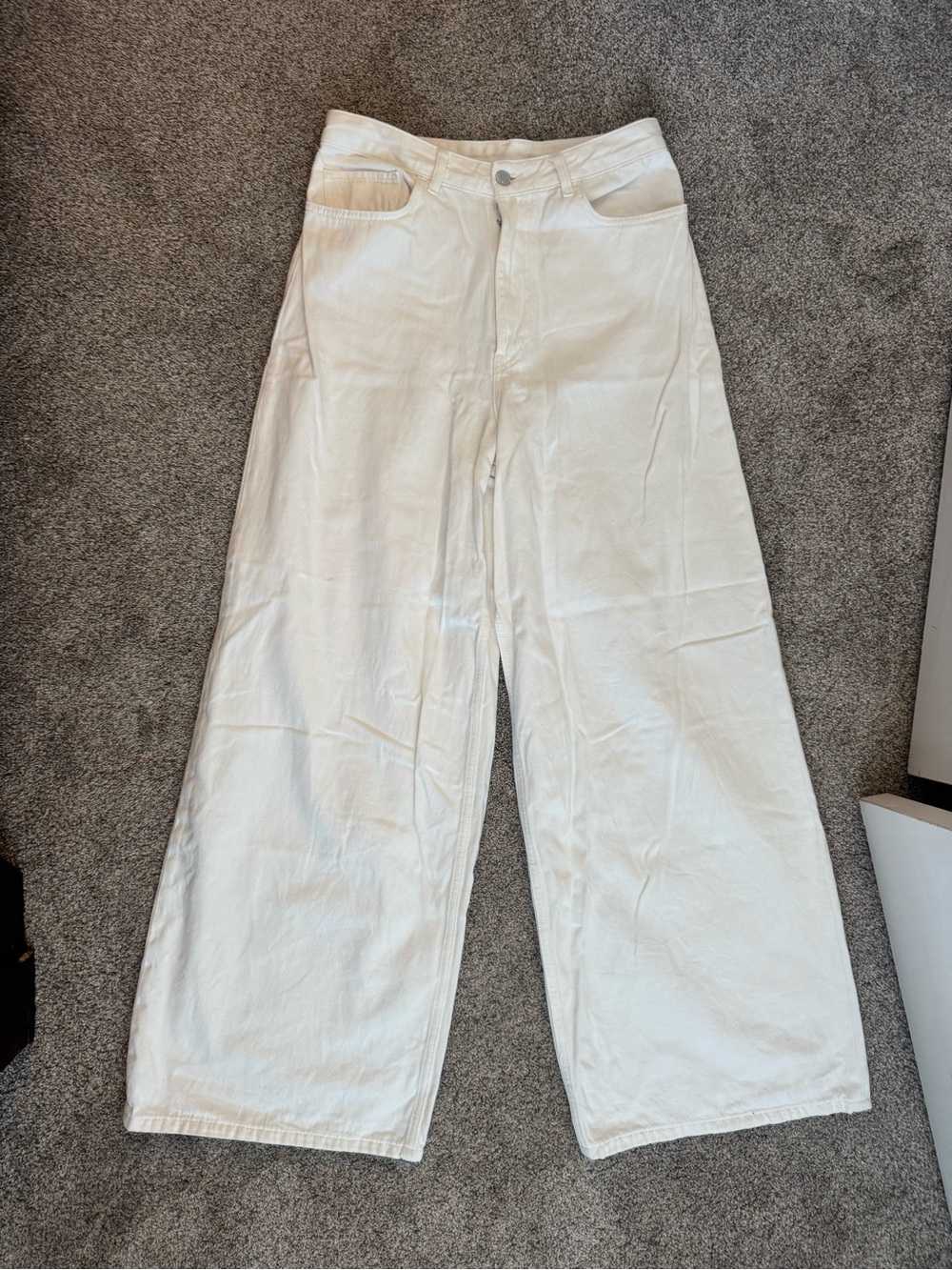 Zara White High-Rise Wide-Leg Jeans